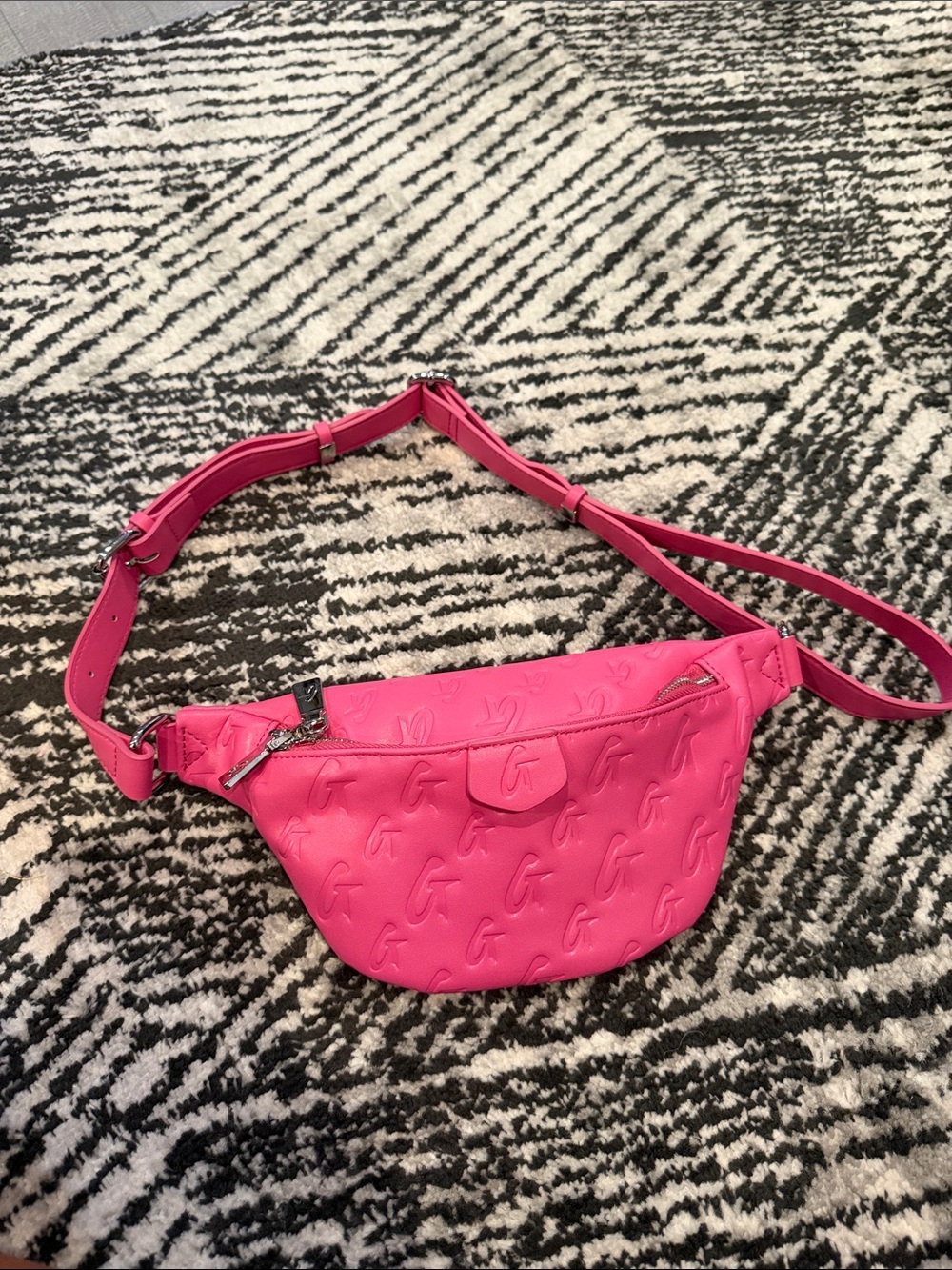 Hot Pink Glamaholic Embossed Belt Bag